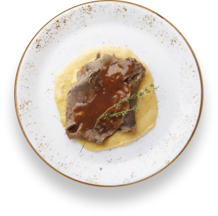 Asado De Ternera Con Puré De Calabaza Y Regaliz
